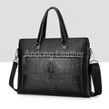 Mens Laptop Briefcase Genuine Cow Leather Crocodile Pattern Man Handbag Business Shoulder Bag Messenger Bags