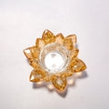MH-H00104  Yellow Color Crystal Lotus Tea Light Candle Holder Glass Nail Glue Holder