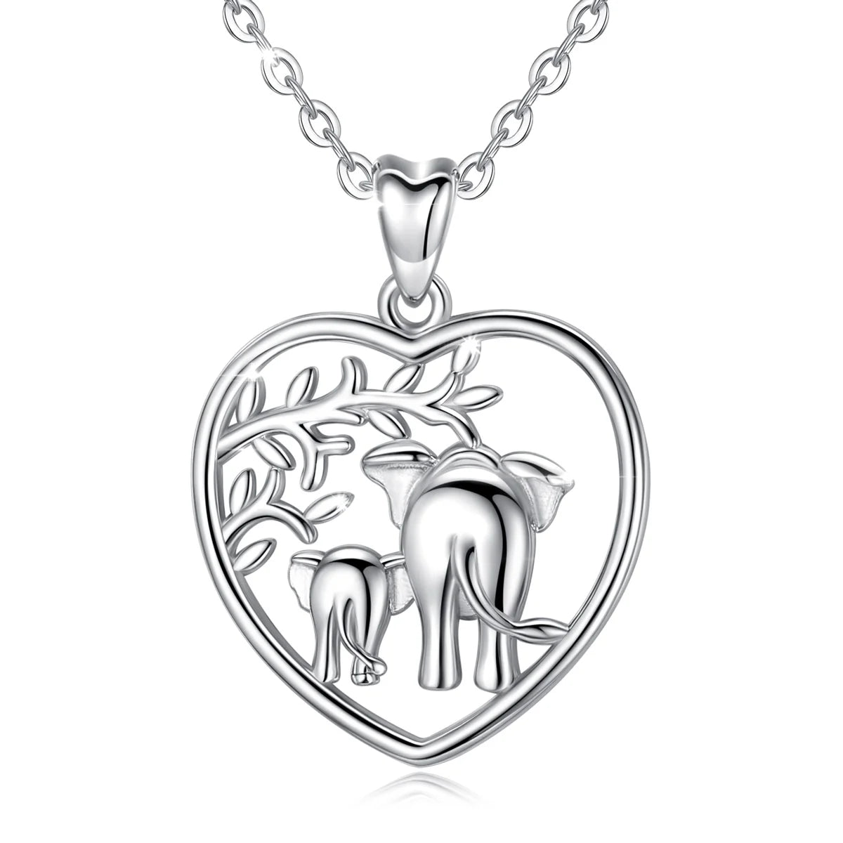 Merryshine 925 Sterling Silver Heart Animal Tiny Custom Elephant Pendant Necklace