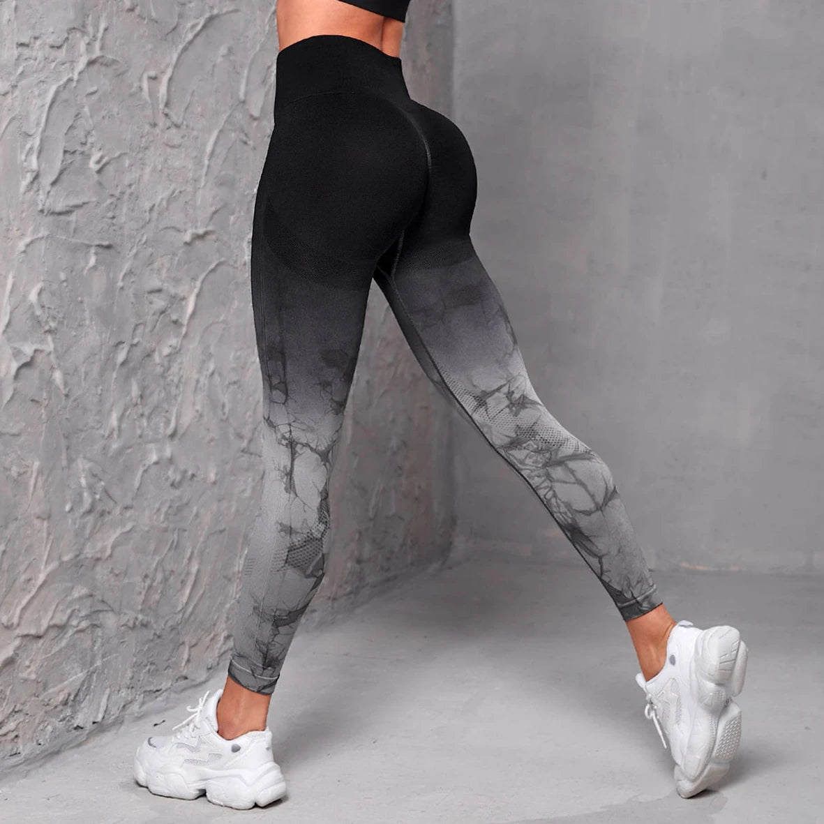 New Sports Pants Gradient Contrasting Color Push Ups High Elasticity Peach Buttocks Seamless Tie Dye Yoga Leggings for Women