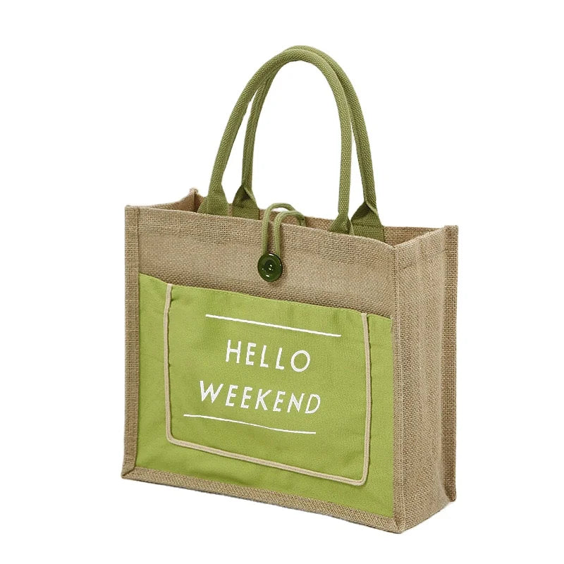 Eco Environmentally Friendly Jute Cloth Bag Hand-Drawn Logo Printed Coarse Linen Shopping Gift Bag Cotton Bags Product