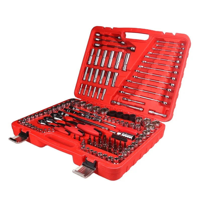 GATmatic Metric Carbon Steel Chrome Vanadium Hand Tools 150 Pcs Blow Box Wrench Set Including Sockets Ratchets Auto Repairing