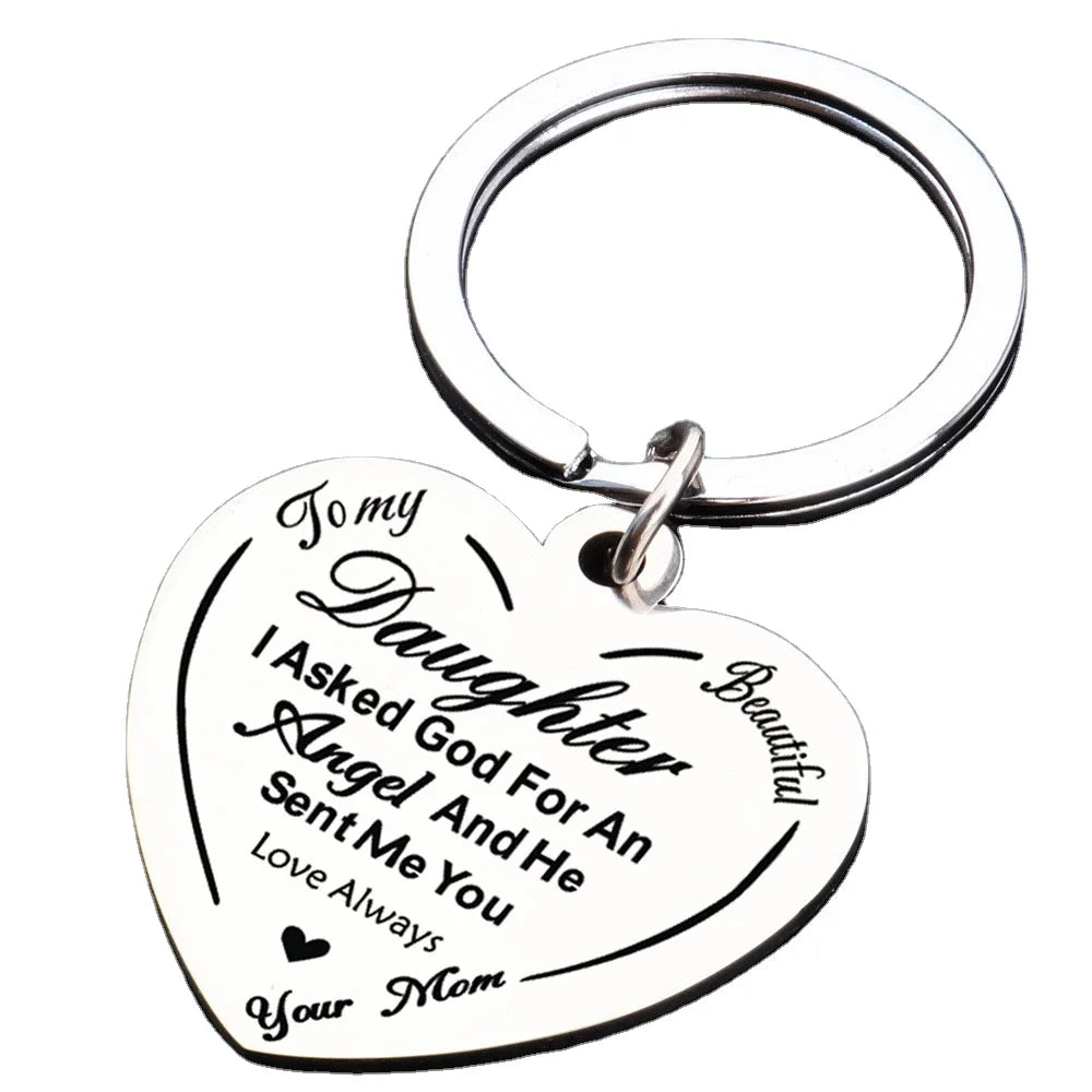 Stainless Steel Heart Keychain Engraved As a Gift for My Daughter