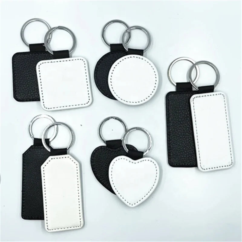 2025 New Heat Transfer Customized Print PU Leather Sublimation Blanks Key Chain