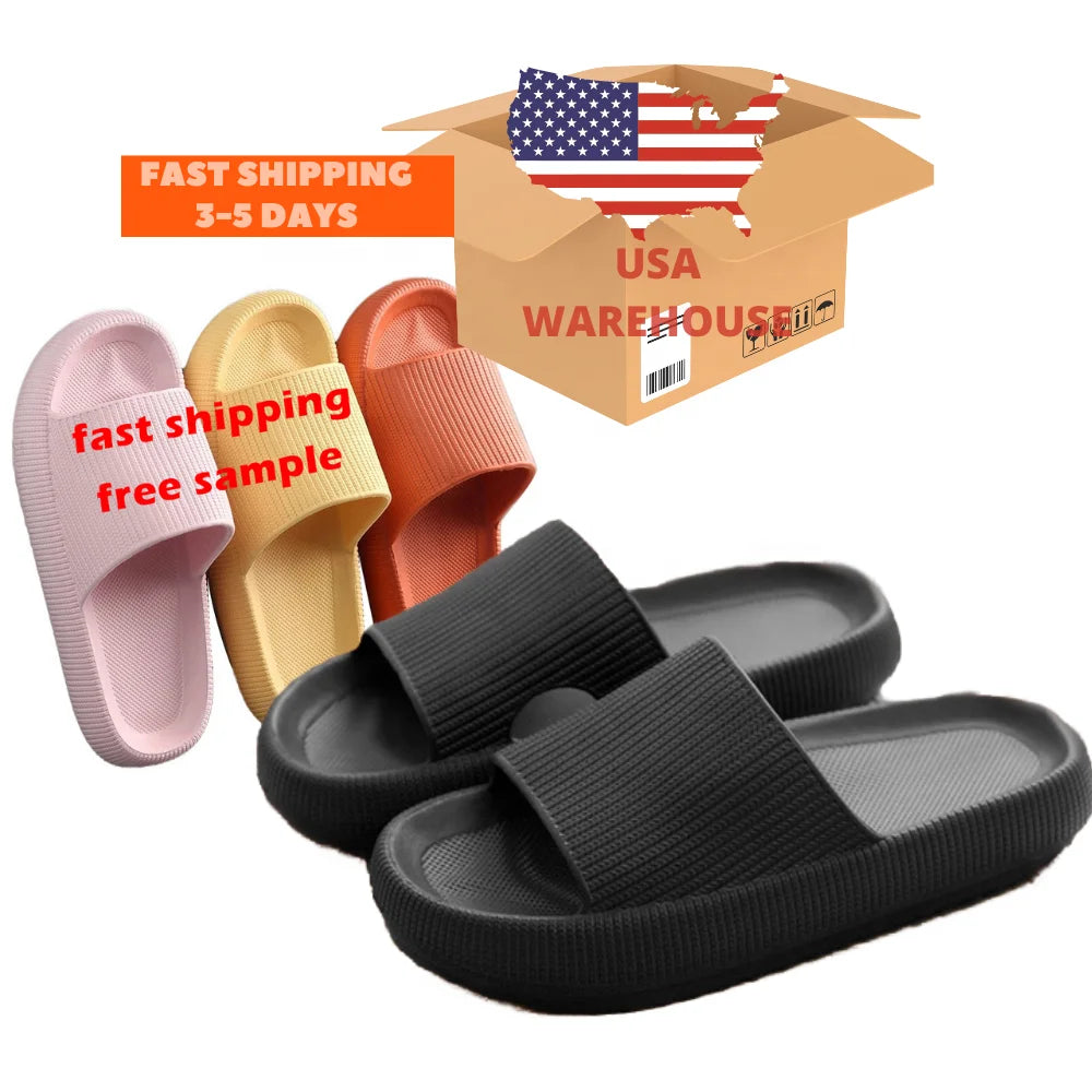 Men Women Thick Platform Home Slippers Fashion Non-slip EVA Bathroom Slides Woman Sandals 2022 Summer Soft Flip Flops