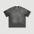 Men's Heavyweight Batik Vintage T-Shirt 100% Cotton Knitted Washed Aged Snowflake Print Oversize Short-Sleeved Loose Fit Blank