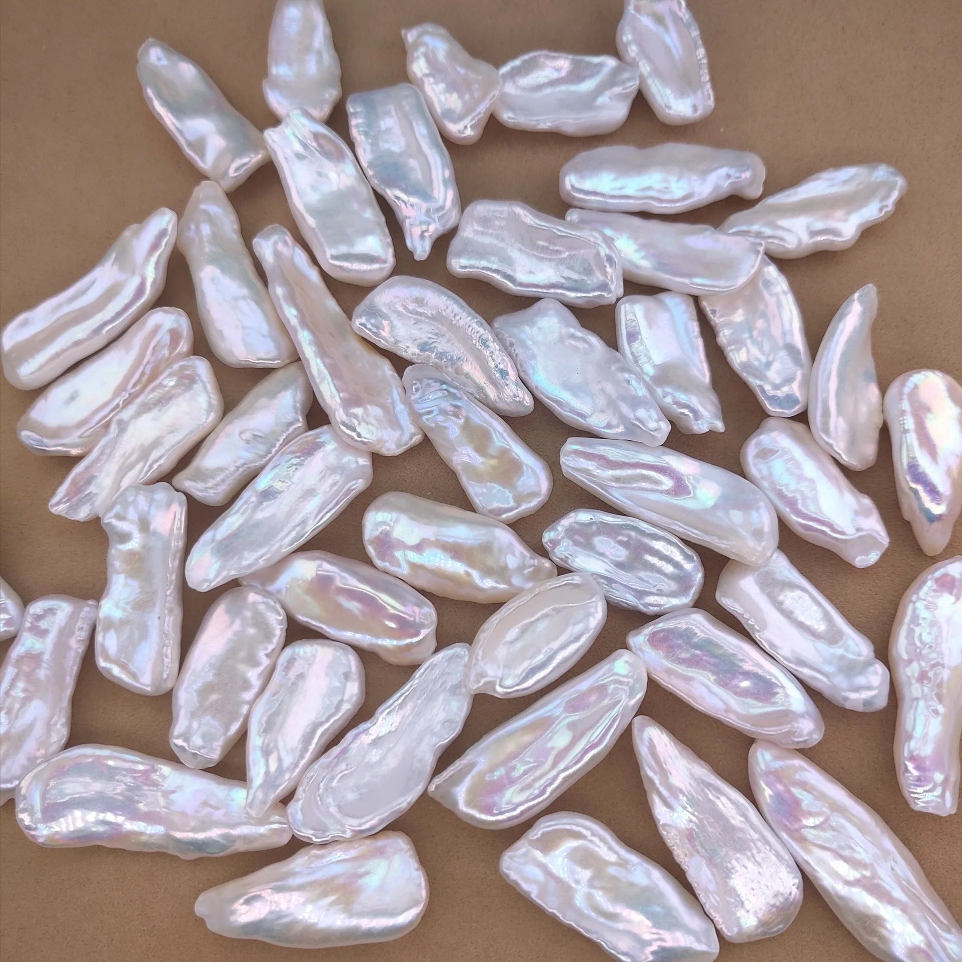 6-8mm*20-25mm White Biwa Pearl Loose Pearls Fresh Water Natural Beads
