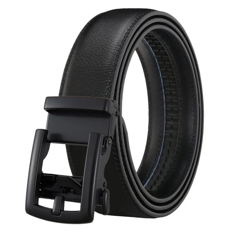 LQbelt Factory Men's Leather Belt Cowhide Automatic Buckle Belts for Male Ratchet Wholesale Market Stock