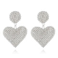 Women's Gold/Silver Plated Full Crystal Rhinestone Chandelier Earrings Heart Design Wedding Fashion Dangling Jewelry Claw