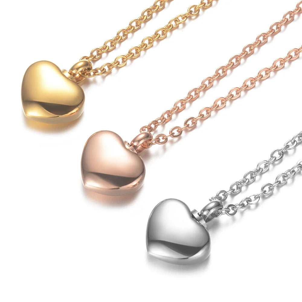 Stainless Steel Heart Shape Animal Pet Ashes Casket Urn Perfume Bottle Pendant Necklaces Cremation Jewelry for Ashes