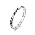 Hot Sale 2mm 925 Sterling Silver Vintage Pattern Minimalist Band Ring Silver Stacking Rings for Women SCR513