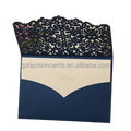 Luxury Design Navy Blue Laser Cut Pocket Fold Wedding Invitation Cards for Birthday Greeting Cards