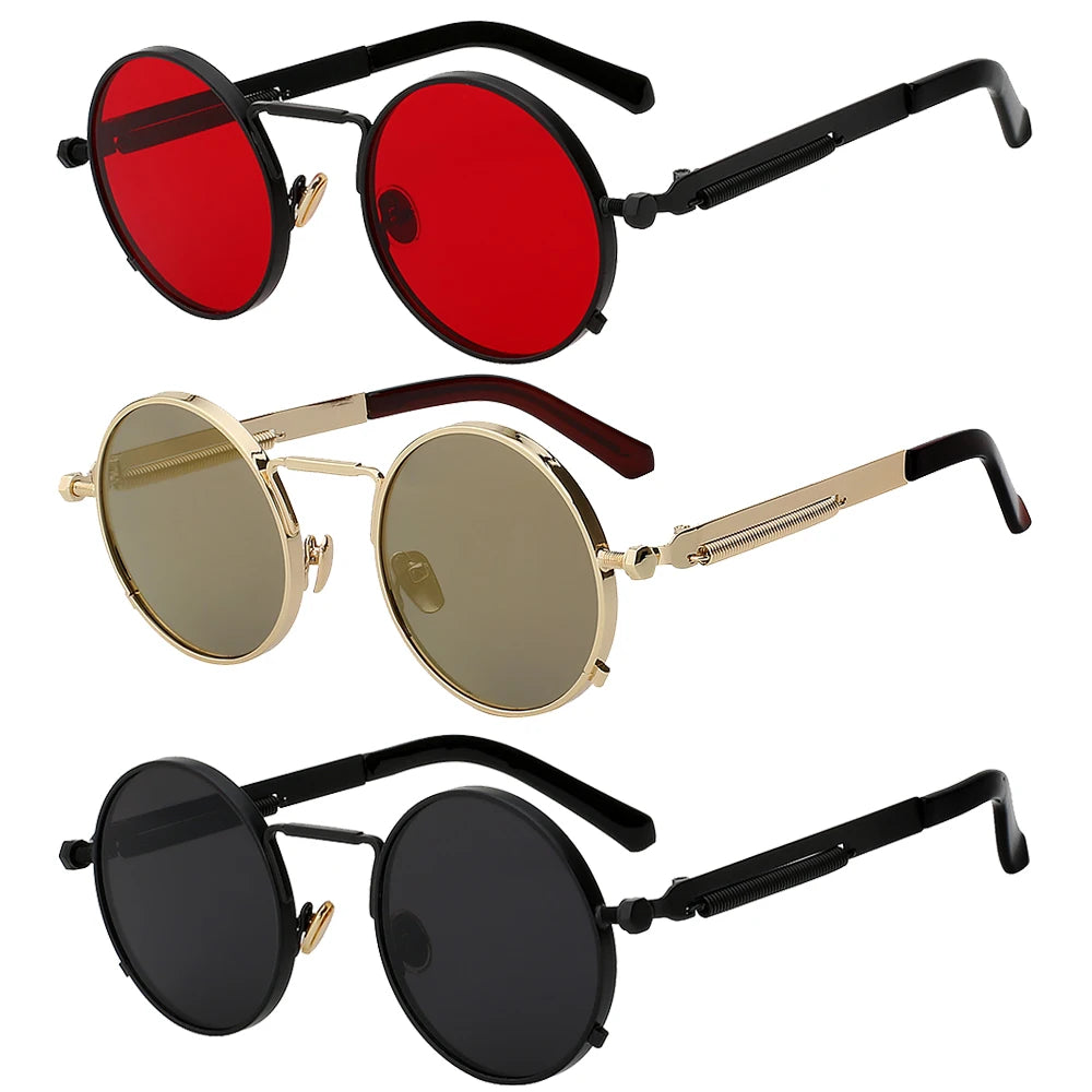 Round Shade Punk Style Sunglasses Men Women Steampunk Vintage OEM Customs Logo Sun Glasses Retro Gothic