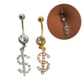 2022 Stainless Belly Rings Dollar Belly Button Ring Surgical Steel Luxury Belly Rings Rhinestone Body Piercing Jewelry