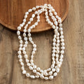 Fashion Women Gift Handmade 2 Wrap 148-150cm Freshwater Pearl Jewelry Pearl Knot Irregular Baroque Pearl Necklace