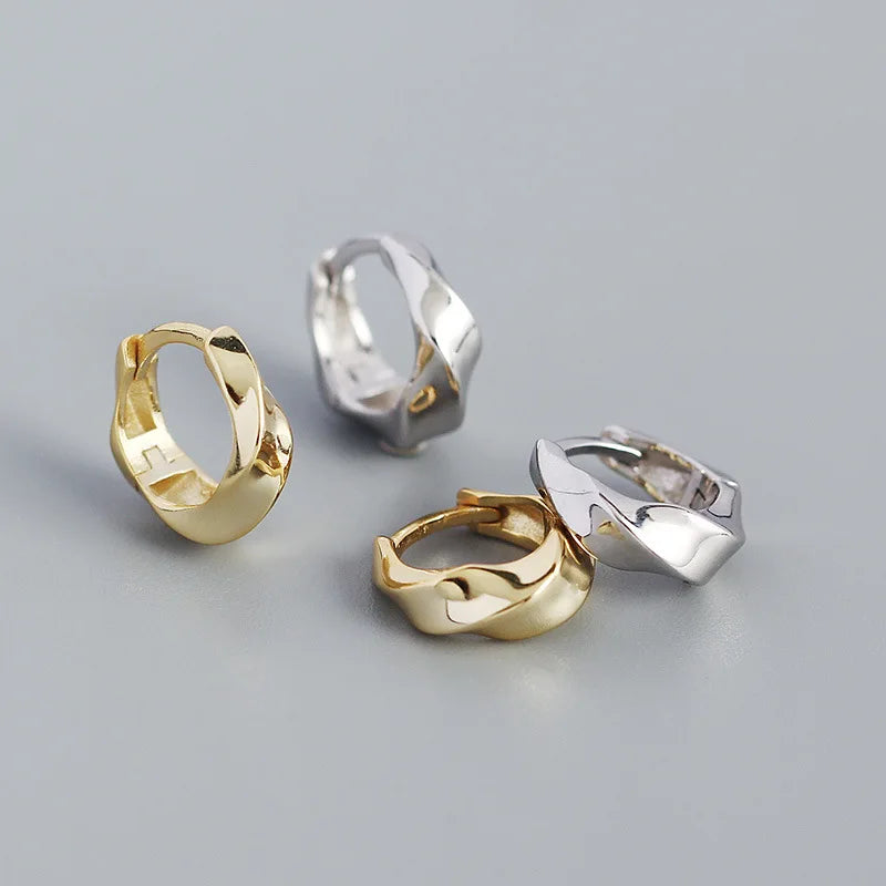 Wholesale Irregularly Twisted Geometry Smooth S925 Sterling Silver Chunky Earrings YF2250
