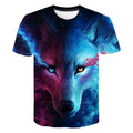 Men's US Size 3D Printed Wolf Graphic T-Shirt Casual Oversized Polyester Knitted Clothing Sublimated Animal Design
