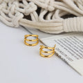 Chris April in Stock Fashion Jewelry 316L Stainless Steel PVD Gold Plated Triple Lines Hoop Earrings for Women