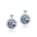 Simple Lab Grown Alexandrite Stone Stud Earring 925 Sterling Silver Ladies Jewelry With Natural Gemstone
