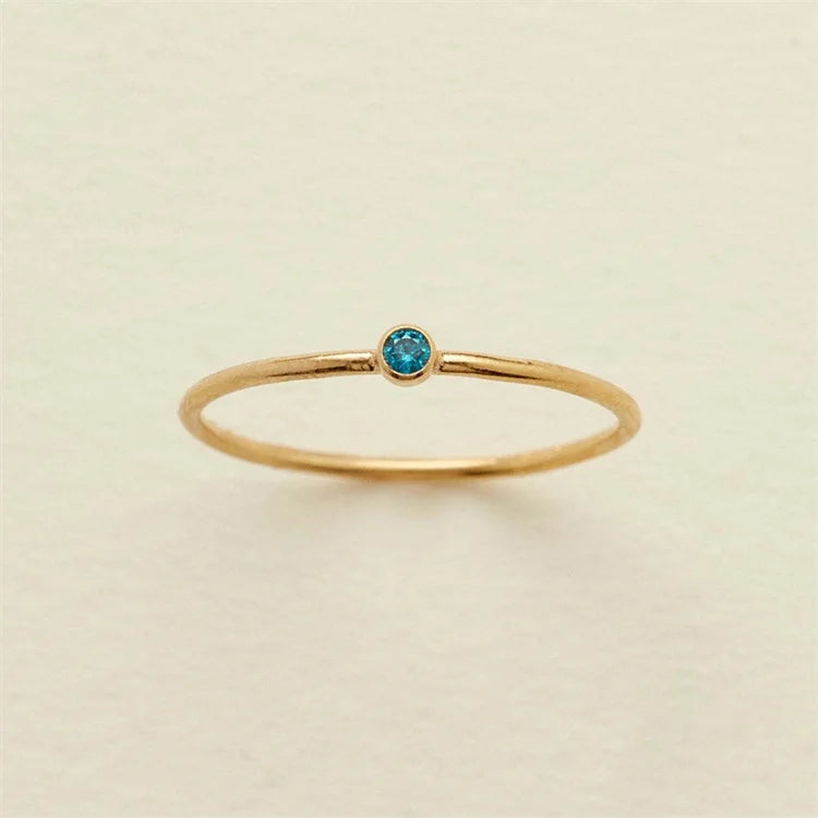 Simple Fashion Women Charm Stainless Steel Jewelry Birthstone Finger Ring