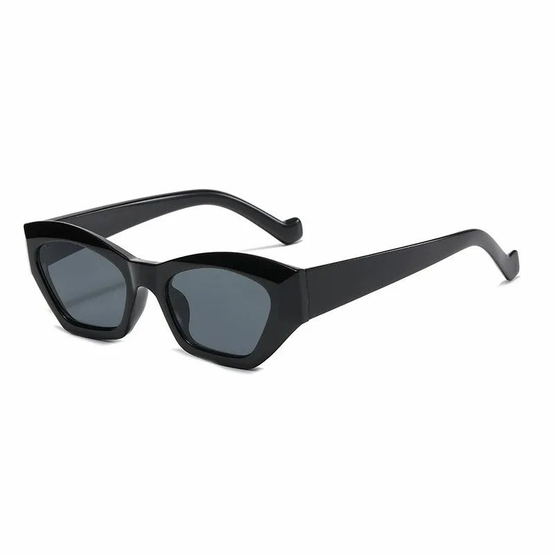 ADE WU JT1974 Retro Women Polygon White Sunglasses Fashion Classic Small Cat Eye Shades Brown Lens Sun Glasses Gafas