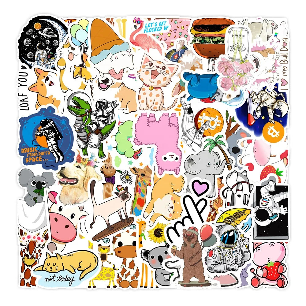 50Pcs Kawaii Cartoon VSCO Animal Sticker Cute Kid Graffiti Stickers
