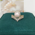 New Dainty Waterproof 18K Gold Plated Pearl Ring Brass Delicate Handmade Multi Beaded Zircon Crown Natural Pearl Ring