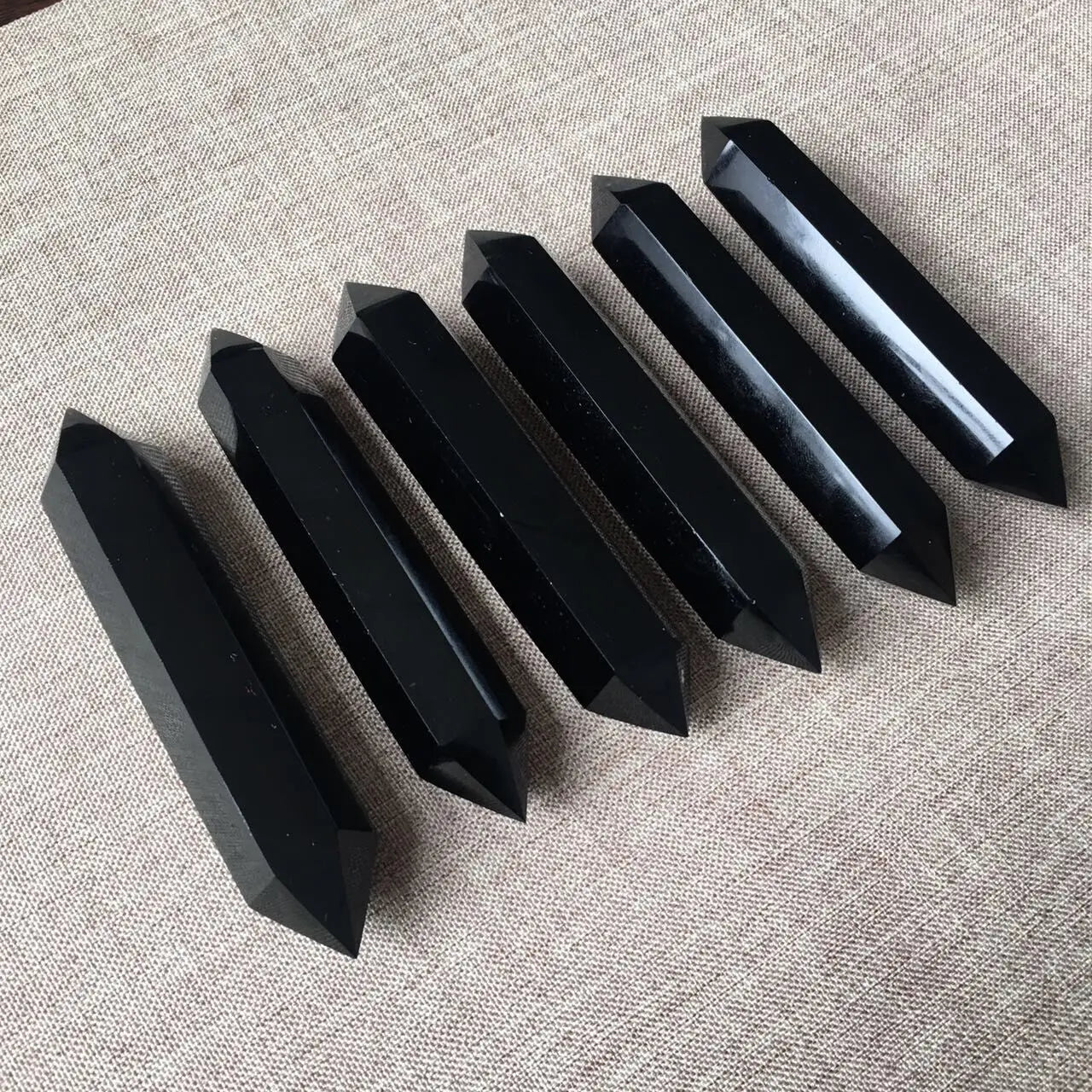 Natural Black Obsidian Faceted Double Point Wand for Home Decor Healing Crystal Wand