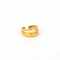 High End 18K Plain Gold Plated 2 Rows Layered  Stainless Steel Ring for Women Trendy Simple  Fashion Jewelry