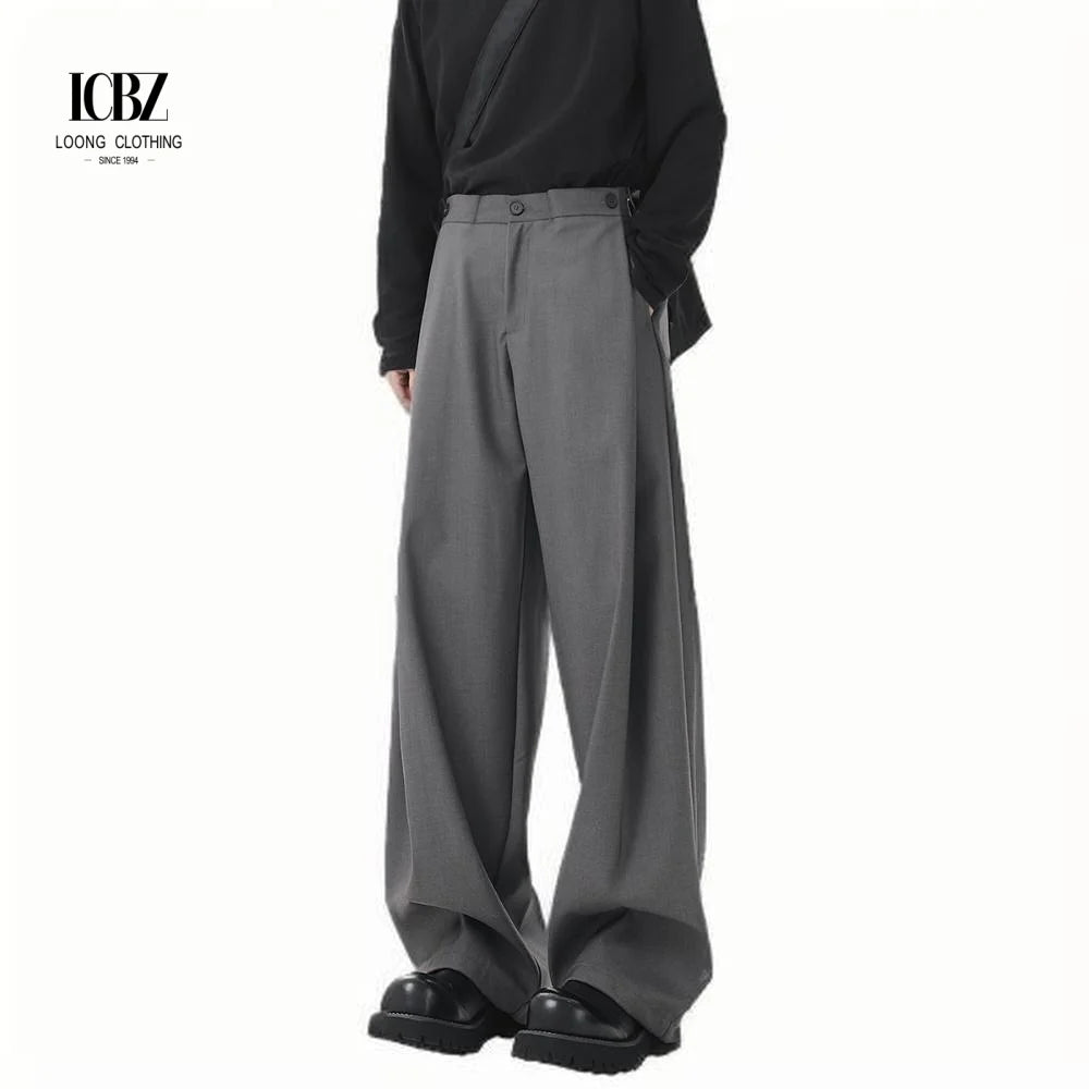 Men's Popular Spring Release Breathable Casual Trousers Loose Fit Plus Size Suit Pants with Wide-Legged Drape Design