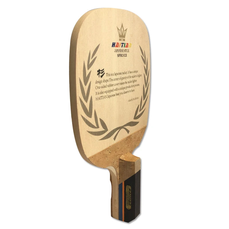 Haitian Spruce Wood Table Tennis Bat Custom logo Short Handle Japanese Style Blade