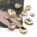 Champagne Crystal Glass Sew on Rhinestone Horse Eye/ Drop Point Back Sew on Beads Droplet Sewing Bead for Shoes
