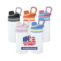 US Warehouse 25pcs 12oz Sublimation Gym Sport School Water Bottle Insulated Kids Flat Tumbler 2-in-1 Screw Lid Cup for Hot Water