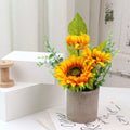 DREA New Fashion Artificial Flowers Sunflower Artificial Bonsai in Paper Pulp Pot for Home Decoration