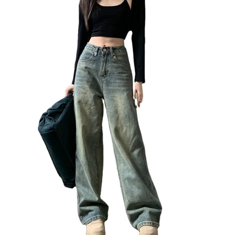 Women Streetwear All-Match Casual Pants New Female Y2K High Waist Loose Wide Leg Women Jeans Vintage Baggy Jeans for Ladies