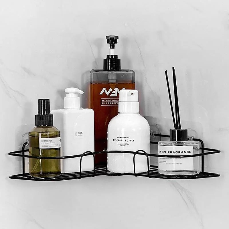 Bathroom Rack Shower Wall Mounted Shampoo Storage Rack with Suction Non Drilled Kitchen Storage Bathroom Accessories