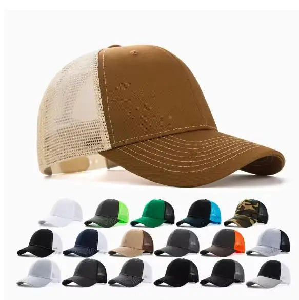 Customizable 5-Panel Baseball Cap Trucker Hat Blank Cotton with Curved Brim Mesh Fabric Hip Hop Style for Outdoor & Casual Use