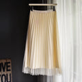 Double-sided Pleated Gauze Skirt Spring Oversized A-line Skirt New Slim Mid Length Mesh Skirt With Concealed Crotch