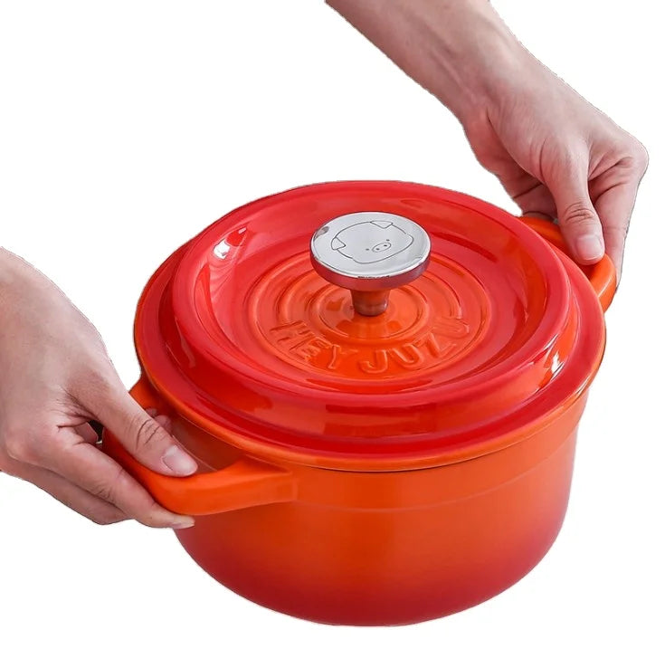 Kitchen in Home Restaurant 2L  2.5L  3.5L Red Ceramic Enameled Cooking Pot With s s Handle Enamel Pots