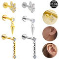 Gaby Astm F136 G23 Titanium Chain Stud Labret Dermal Helix Earrings Cartilage Threadless Body Piercing Jewelry for Women
