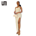 Liu Ming High End 2024 Trend Products Elegant Strapless Off Shoulder Party Slim Slit Long Evening Dress for Women