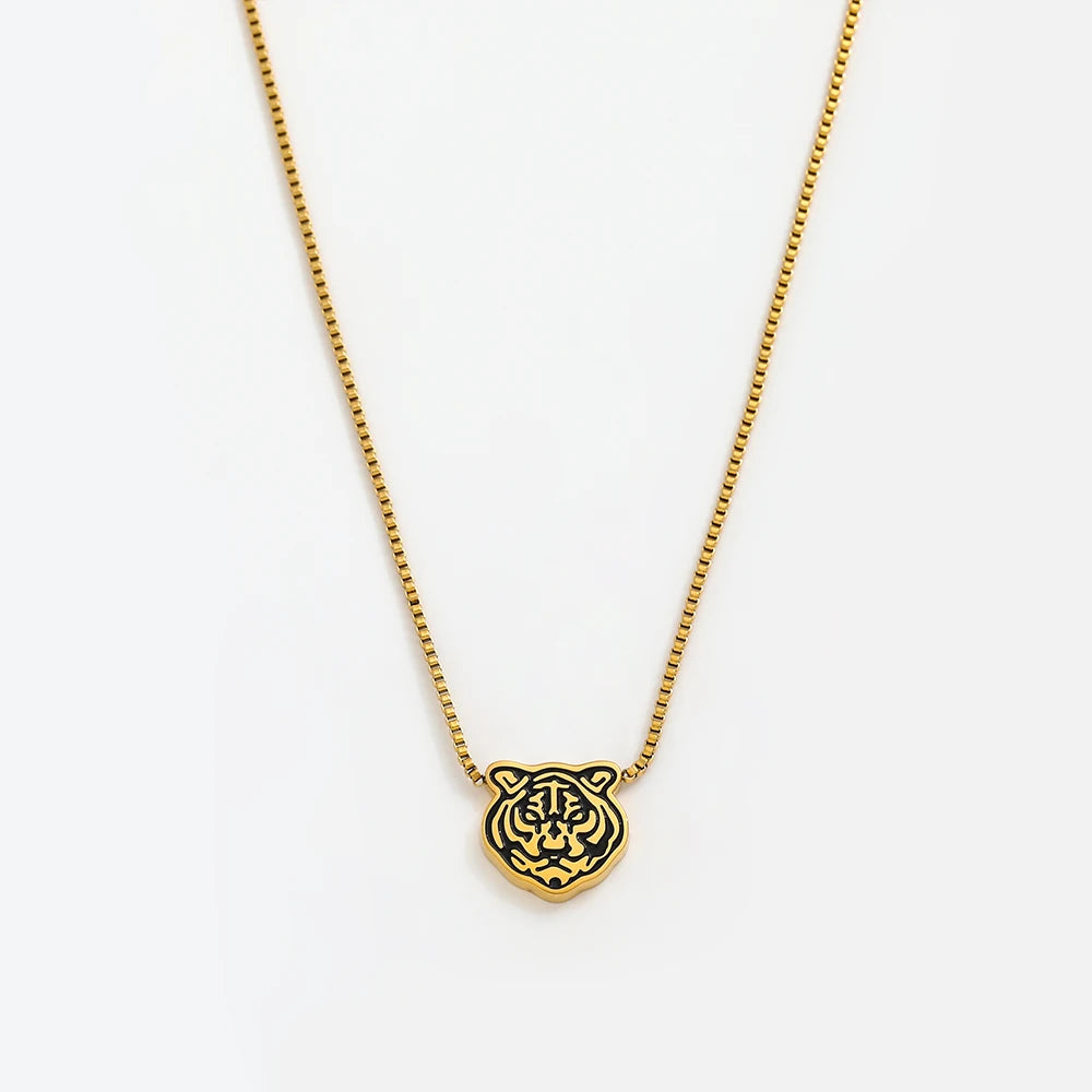 Joolim Rope Chain Tiger Pattern Pendant Necklace Stainless Steel Necklace Jewelry Wholesale Drop Shipping