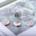 Couple's Aromatherapy Essential Oil Diffuser Open Bangle Geometry Tree Hollow Rhinestones with Perfume Box for Women Jewelry
