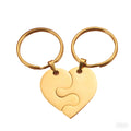 Factory Supply Stainless Steel Heart Keychains Wholesale Couples for Love Puzzle Piece Keychains DIY Engraving Fashion Gold