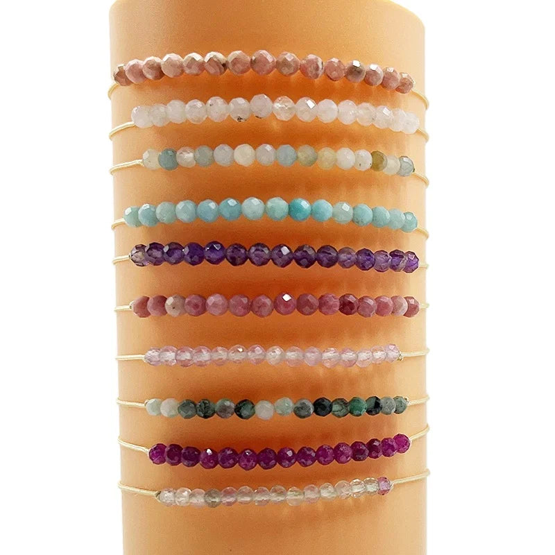 Handmade 100% Natural Stone Beads Faceted Small Beaded Bracelet Wholesale