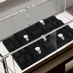 2024 New Arrival SUNDO X-WDS-045 Black Microfiber Watch Tray Display Velvet Suede Luxury Watch Stand for Showcase