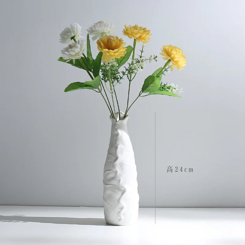 Handmade Ceramic Coffee Table Vase Plain Fired Dried Flower Planter Elegant Desktop Decoration for Home