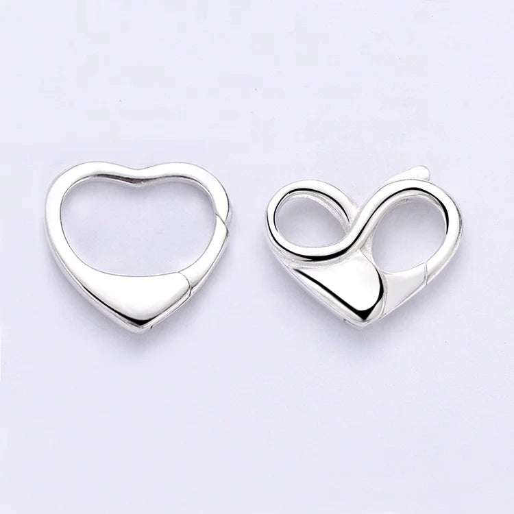 925 Sterling Silver Infinity Heart Shape Lock Double Loops Charm Holder Connector Clasp for Necklace Jewelry Findings Accessory