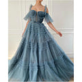 Off Shoulder Spaghetti Straps Ruffles Backless Ball Gown Wedding Gown Birthday Party Dress Plus Size Women Prom Evening Dress