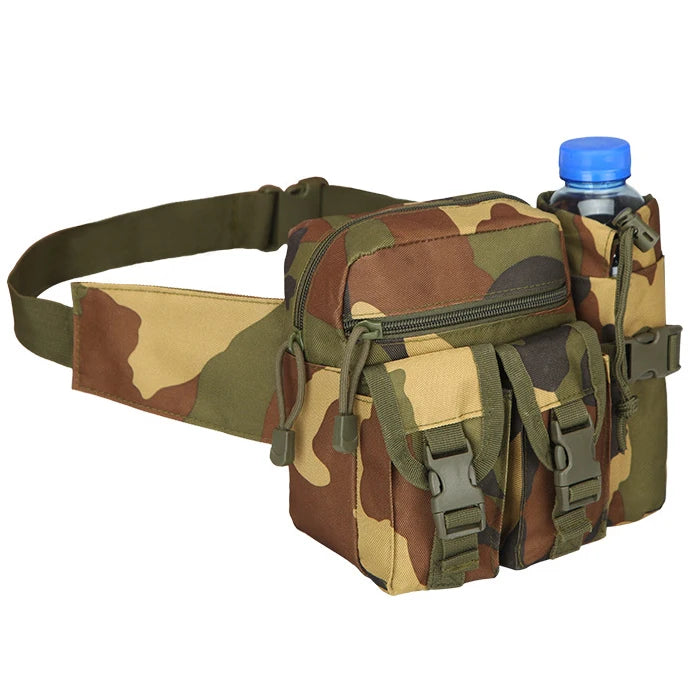 Outdoor Hunting Hiking Tactical Waist Bag Water Bottle Holder Kettle Pouch Belt Fanny Pack Pouches Buckle Men Bum Bag